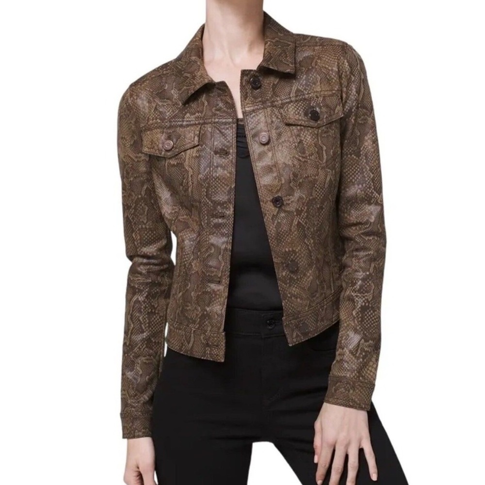 White House Black Market Snake Print  Cropped Jacket Size Extra Small